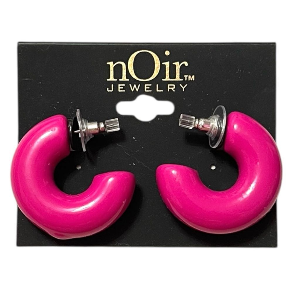 nOir Jewelry Thick Hot Pink Hoop Stud Earrings